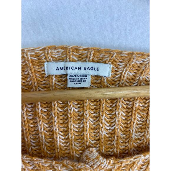 American Eagle Oversize Crop Sweater - Orange & White Striped, XS - Picture 5 of 9